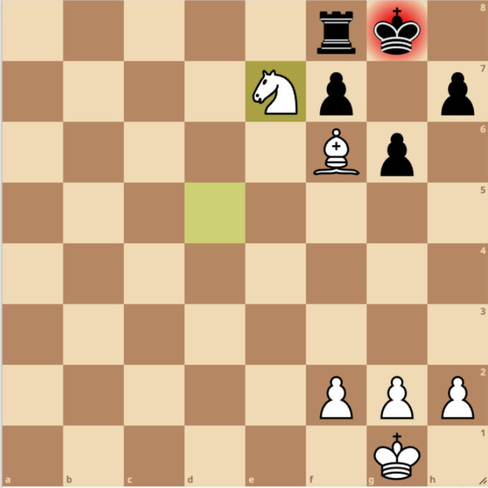 Posición final del mate de asfixia